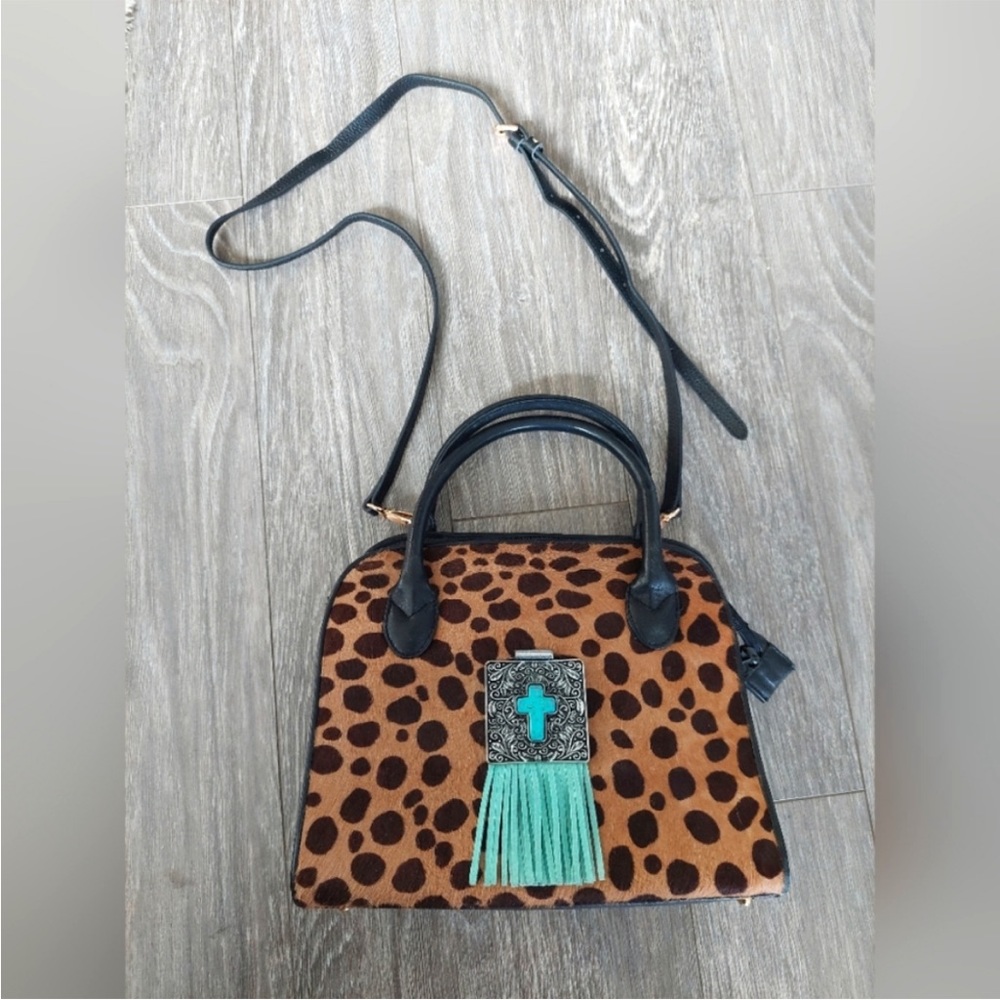 Western style leopard print crossbody